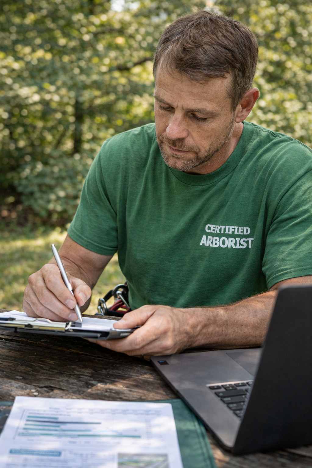 Taj Landscaping representative discussing a project