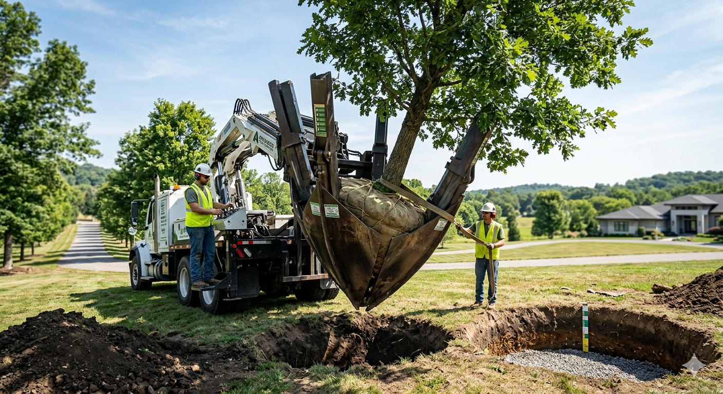Tree spade transplanting